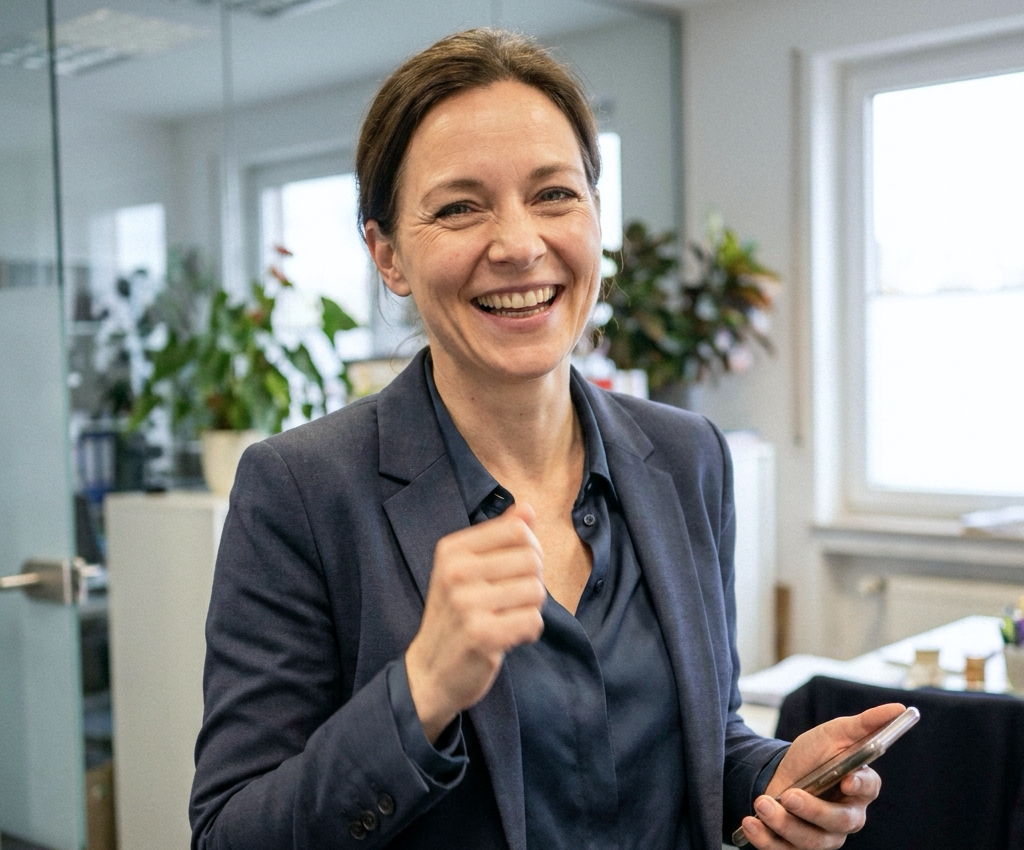 Kinact-verifizierte Expertin freut sich über einen erfolgreich automatisierten Prozess